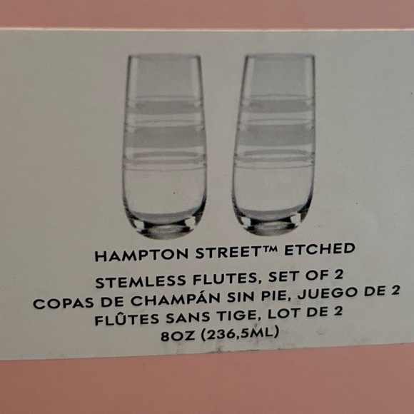 COPY B - Kate Spade Set of 2 Stemless Flutes Hampton Street Champagne Glasses - Picture 5 of 5